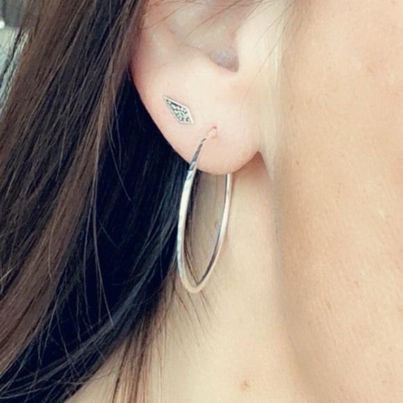 Sterling Silver Diamond Cut Hoops 30mm - Picture 10 of 13